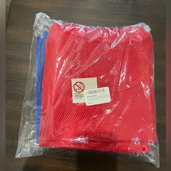 24 Gilet Da Allenamento In Rete - Numerati 1-12, Rosso E Blu, Per Calcio, Basket E Sport Di Squadra - Foto 2